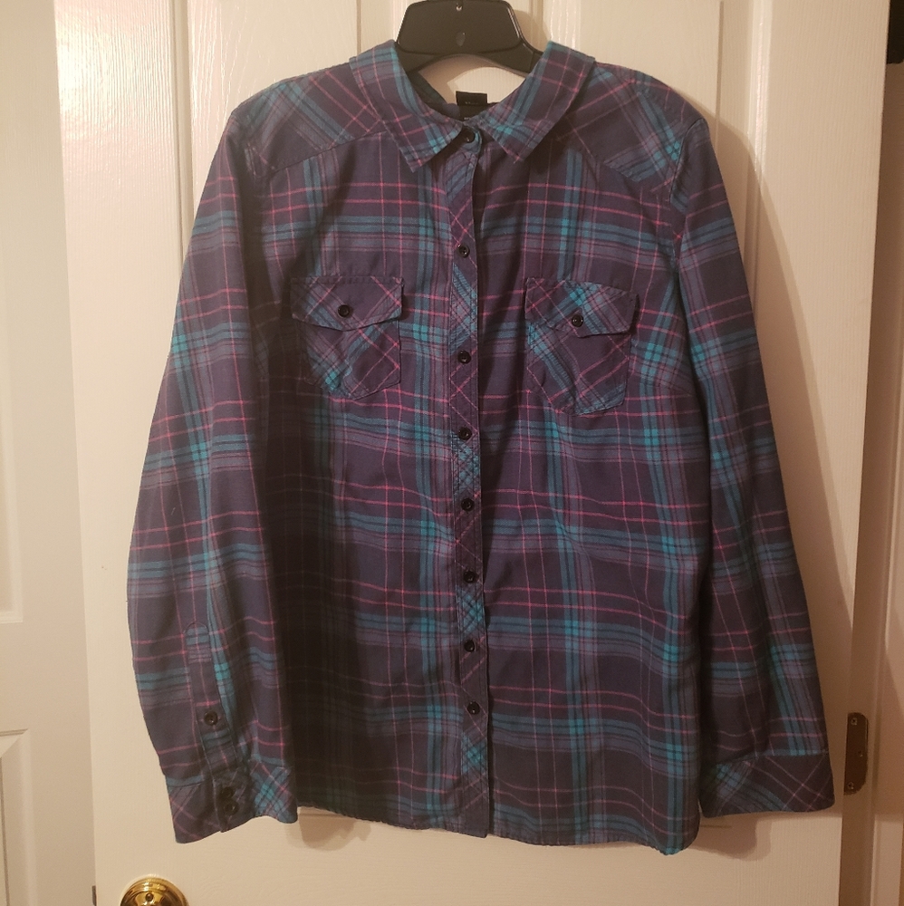Torrid Size 2 Disney Ariel Plaid Button Up